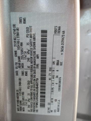 Photo 10 from auction – 2018 FORD ESCAPE SE with VIN 1FMCU0G94JUB49779