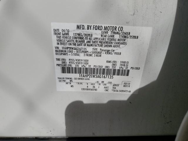 Photo 10 from auction – 2010 FORD TAURUS SEL with VIN 1FAHP2EW3AG167135
