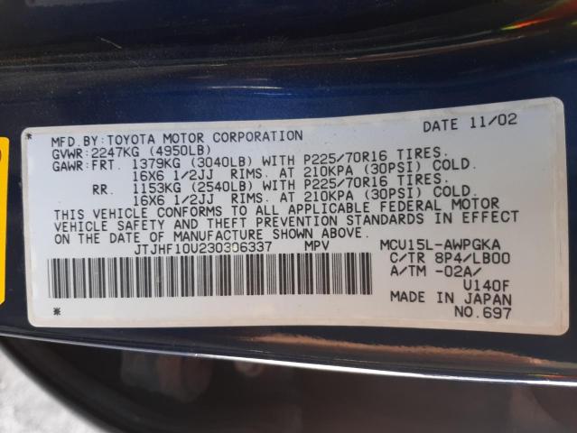 Zdjęcie 10 z aukcji – 2003 LEXUS RX 300 z VIN JTJHF10U230306337
