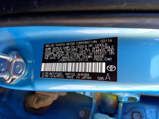 Photo 10 from auction – 2016 TOYOTA PRIUS C with VIN JTDKDTB37G1123112