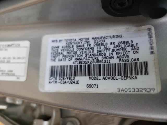Photo 10 from auction – 2003 TOYOTA CAMRY LE with VIN 4T1BE32K23U691311