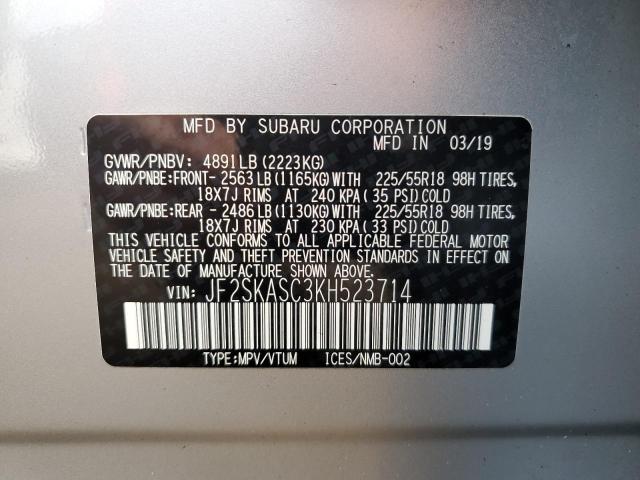 Photo 10 from auction – 2019 SUBARU FORESTER L with VIN JF2SKASC3KH523714