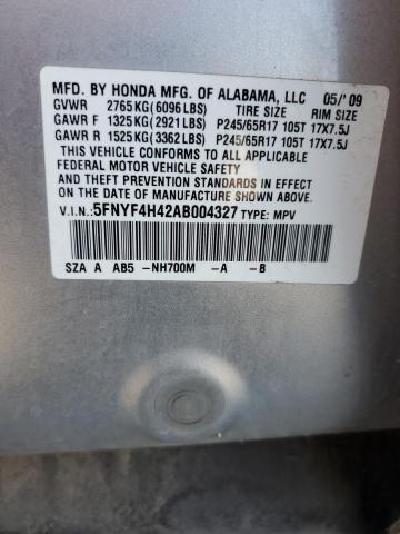 Photo 10 from auction – 2010 HONDA PILOT EX with VIN 5FNYF4H42AB004327