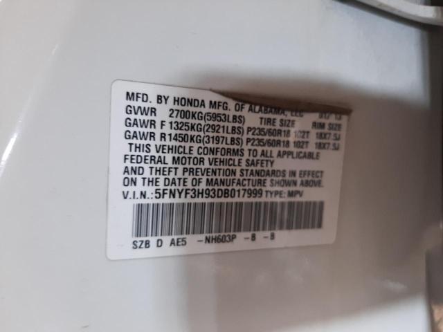 Photo 10 from auction – 2013 HONDA PILOT TOUR with VIN 5FNYF3H93DB017999