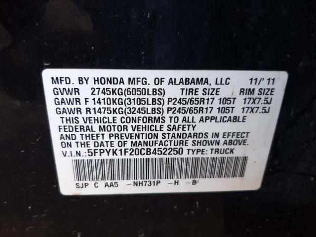 Photo 10 from auction – 2012 HONDA RIDGELINE with VIN 5FPYK1F20CB452250