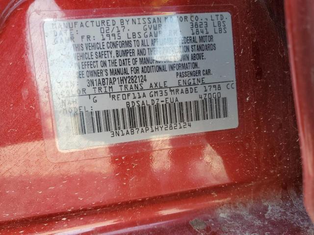 Photo 10 from auction – 2017 NISSAN SENTRA S with VIN 3N1AB7AP1HY282124