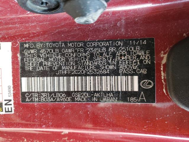 Photo 10 from auction – 2015 LEXUS IS 250 with VIN JTHFF2C20F2532684