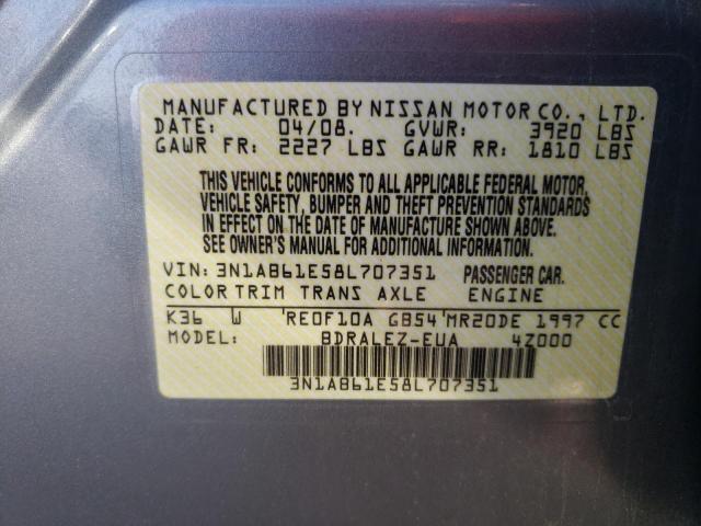 Photo 10 from auction – 2008 NISSAN SENTRA 2.0 with VIN 3N1AB61E58L707351