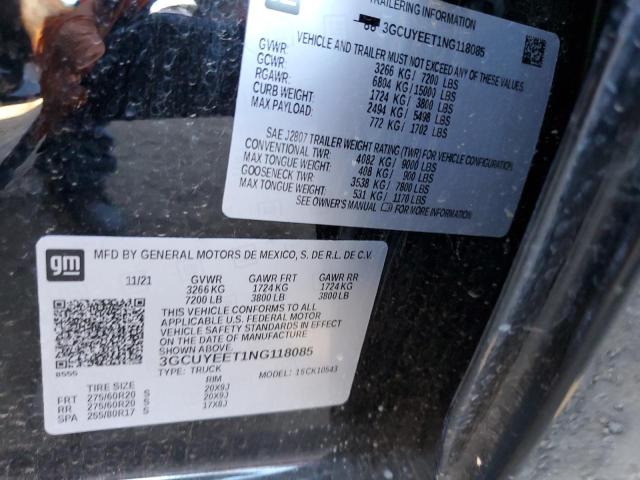 Photo 10 from auction – 2022 CHEVROLET SILVERADO with VIN 3GCUYEET1NG118085