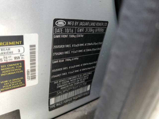 Photo 10 from auction – 2016 LAND ROVER RANGE ROVE with VIN SALWR2PF9GA121709