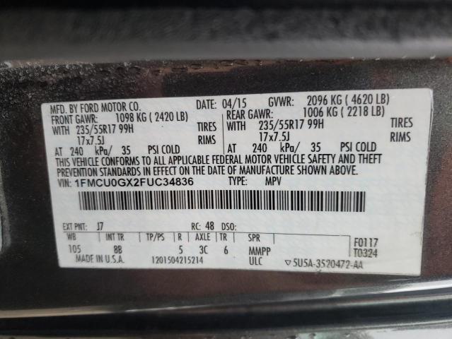 Photo 10 from auction – 2015 FORD ESCAPE SE with VIN 1FMCU0GX2FUC34836