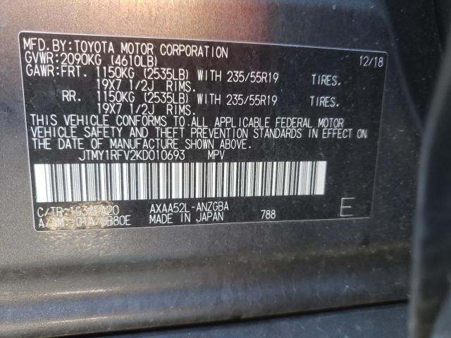 Photo 10 from auction – 2019 TOYOTA RAV4 LIMIT with VIN JTMY1RFV2KD010693