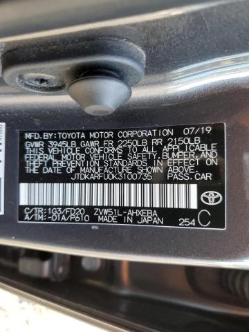 Photo 10 from auction – 2019 TOYOTA PRIUS with VIN JTDKARFU0K3100735