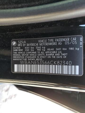 Photo 10 from auction – 2006 BMW 525 I with VIN WBANE53566CK82340