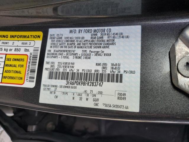 Photo 10 from auction – 2015 FORD FUSION TIT with VIN 3FA6P0K98FR283747