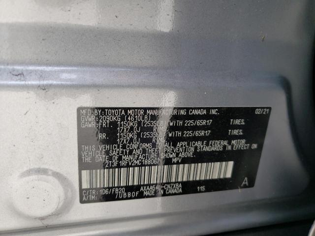 Photo 10 from auction – 2021 TOYOTA RAV4 LE with VIN 2T3F1RFV2MC188067
