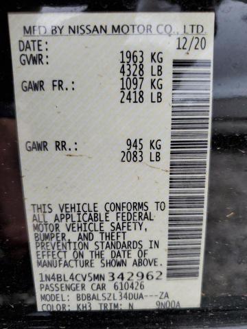 Photo 10 from auction – 2021 NISSAN ALTIMA SR with VIN 1N4BL4CV5MN342962