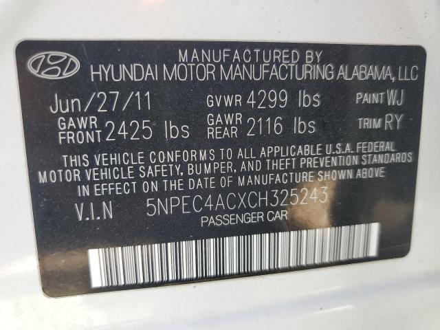 Photo 10 from auction – 2012 HYUNDAI SONATA SE with VIN 5NPEC4ACXCH325243