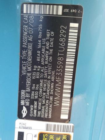 Photo 10 from auction – 2008 MINI COOPER with VIN WMWMF33598TU68292