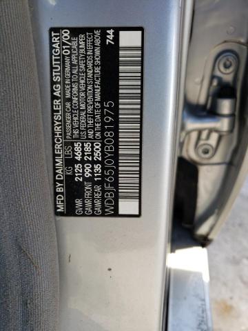 Photo 10 from auction – 2000 MERCEDES-BENZ E 320 with VIN WDBJF65J0YB081975