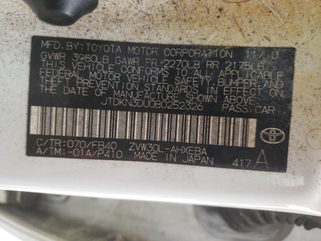 Photo 10 from auction – 2011 TOYOTA PRIUS with VIN JTDKN3DU0B0252326