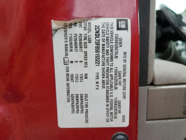 Photo 10 from auction – 2005 CHEVROLET EQUINOX LT with VIN 2CNDL73F856193221