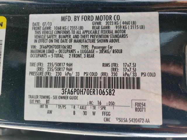 Photo 10 from auction – 2014 FORD FUSION SE with VIN 3FA6P0H70ER106582