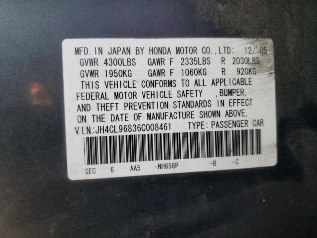 Photo 10 from auction – 2006 ACURA TSX with VIN JH4CL96836C008461
