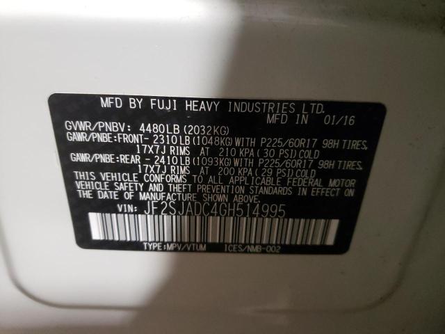 Photo 10 from auction – 2016 SUBARU FORESTER 2 with VIN JF2SJADC4GH514995