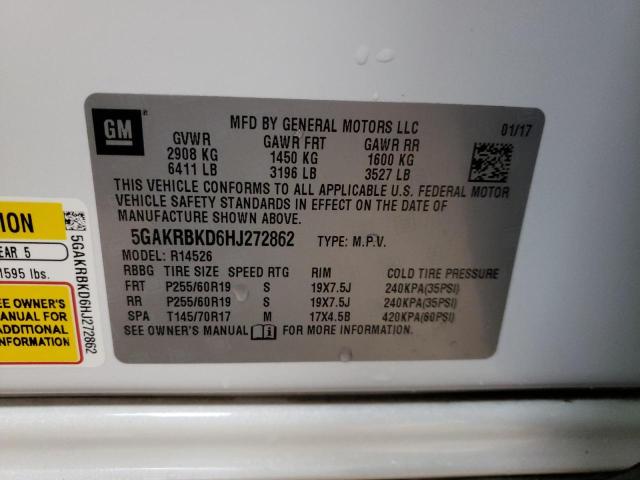 Photo 10 from auction – 2017 BUICK ENCLAVE with VIN 5GAKRBKD6HJ272862