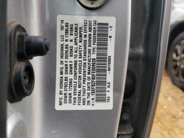 Photo 10 from auction – 2015 HONDA CIVIC EX with VIN 19XFB2F80FE009939