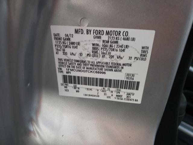 Zdjęcie 10 z aukcji – 2012 FORD ESCAPE XLT z VIN 1FMCU9DG7CKC68996
