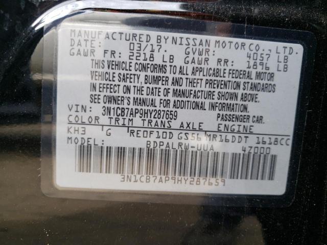 Photo 10 from auction – 2017 NISSAN SENTRA SR with VIN 3N1CB7AP9HY287659