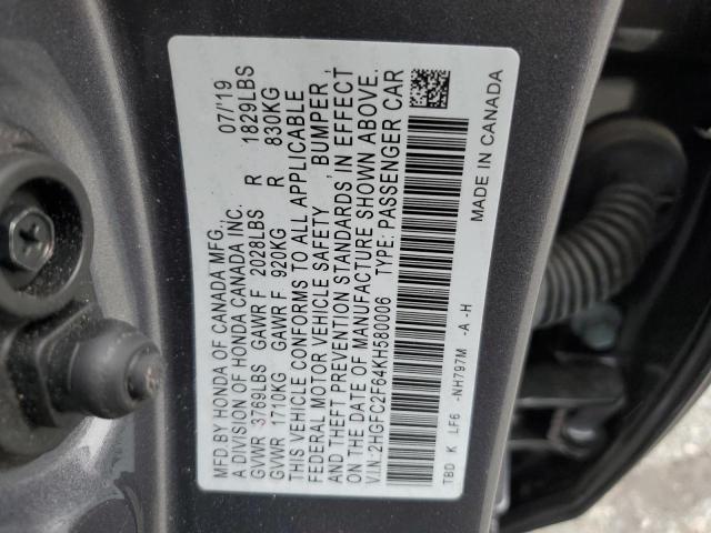 Photo 10 from auction – 2019 HONDA CIVIC LX with VIN 2HGFC2F64KH580006