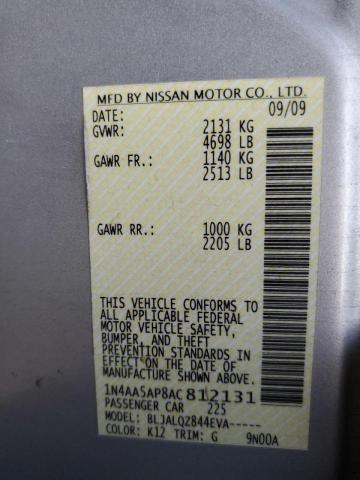 Photo 10 from auction – 2010 NISSAN MAXIMA S with VIN 1N4AA5AP8AC812131