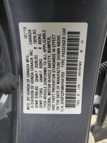 Photo 10 from auction – 2019 HONDA CIVIC LX with VIN 2HGFC2F68KH541953