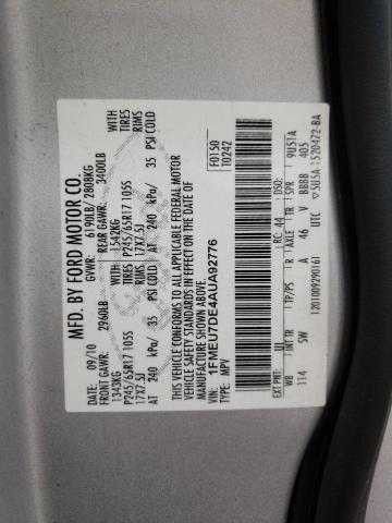Photo 10 from auction – 2010 FORD EXPLORER X with VIN 1FMEU7DE4AUA92776