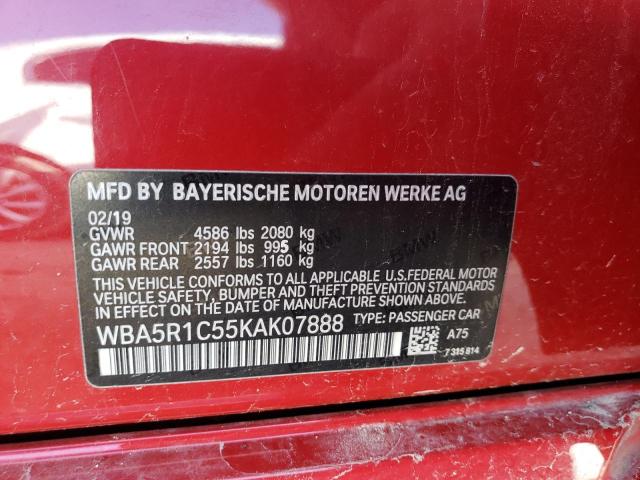 Photo 10 from auction – 2019 BMW 330I with VIN WBA5R1C55KAK07888