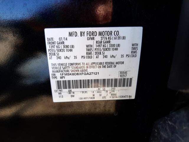 Photo 10 from auction – 2015 FORD EXPLORER with VIN 1FM5K8D8XFGA27121