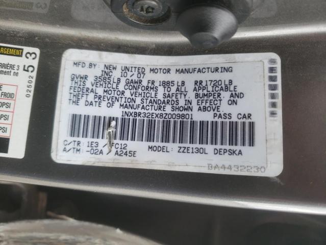Photo 10 from auction – 2008 TOYOTA COROLLA CE with VIN 1NXBR32EX8Z009801