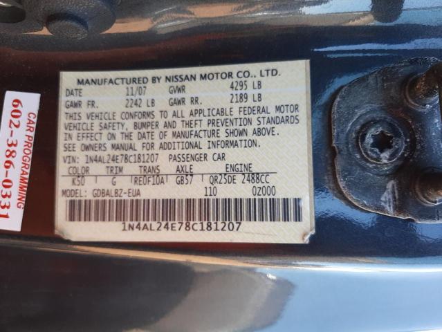Photo 10 from auction – 2008 NISSAN ALTIMA 2.5 with VIN 1N4AL24E78C181207