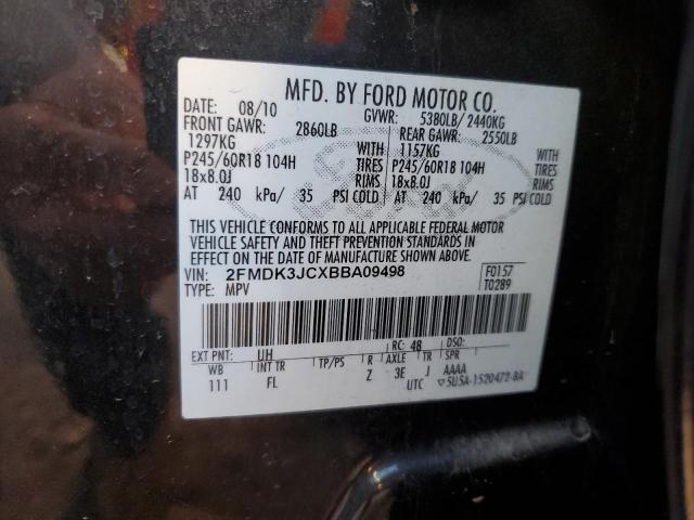 Photo 10 from auction – 2011 FORD EDGE SEL with VIN 2FMDK3JCXBBA09498