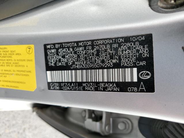 Photo 10 from auction – 2005 LEXUS ES 330 with VIN JTHBA30G955079293