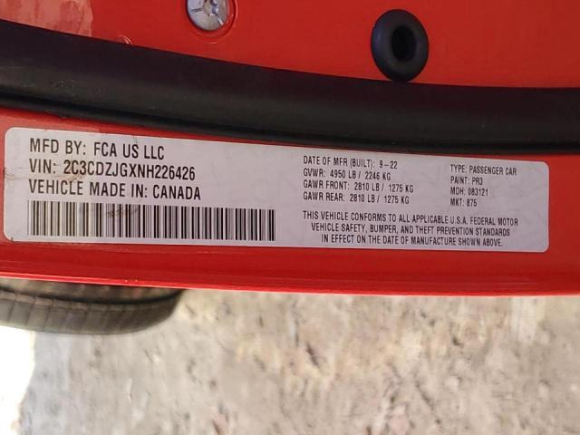 Photo 10 from auction – 2022 DODGE CHALLENGER with VIN 2C3CDZJGXNH226426