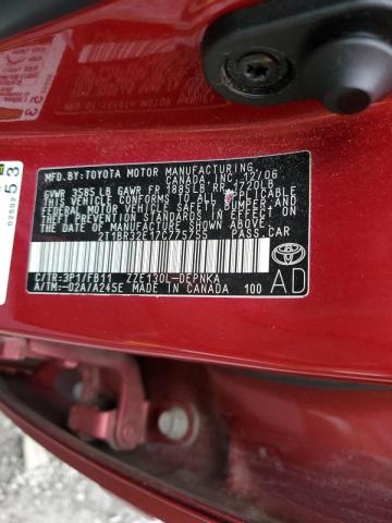 Photo 10 from auction – 2007 TOYOTA COROLLA CE with VIN 2T1BR32E17C775755