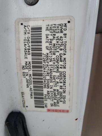 Photo 10 from auction – 2001 TOYOTA CAMRY CE with VIN JT2BF22K410294286