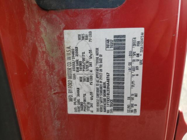 Zdjęcie 10 z aukcji – 2003 FORD F150 z VIN 1FTRX18L33NA48767