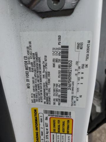 Photo 10 from auction – 2017 FORD FUSION SE with VIN 3FA6P0HD9HR219053