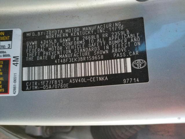 Photo 10 from auction – 2011 TOYOTA CAMRY BASE with VIN 4T4BF3EK3BR159658