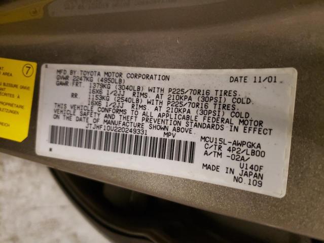 Photo 10 from auction – 2002 LEXUS RX 300 with VIN JTJHF10U220249331